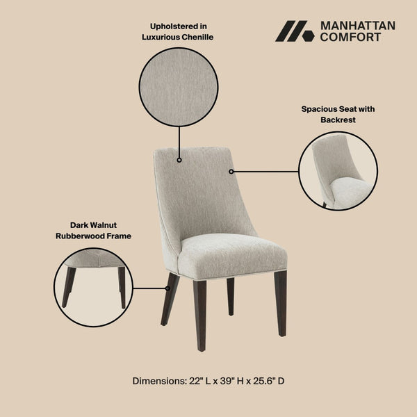 Manhattan Comfort Beever Plush Chenille Dining Chair Set Of 4 - Modern Elegance With Rubberwood Legs For Comfort Taupe Rubberwood 2-dc103-tp