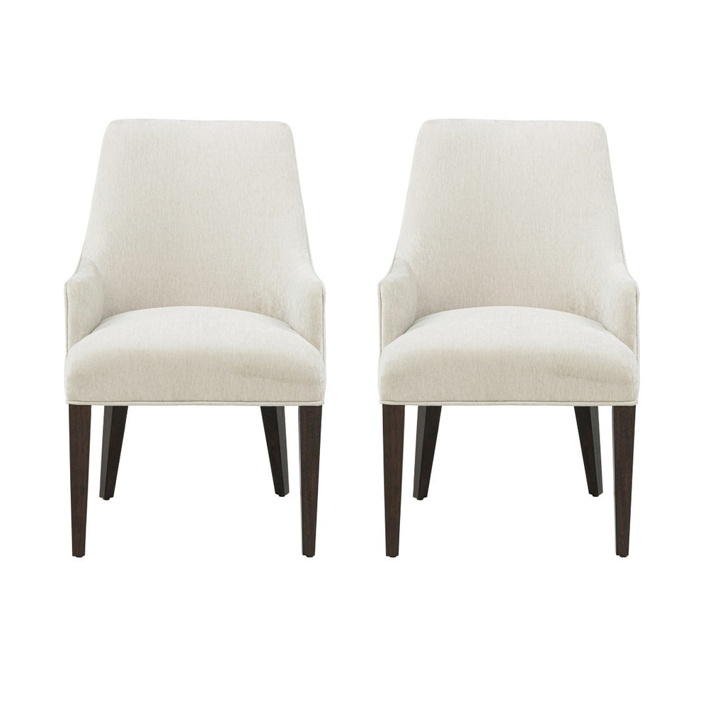Manhattan Comfort Beever Chenille Dining Armchair Set Of 2 - Modern Elegance With Rubberwood Legs For Everyday Comfort Cream Rubberwood 2-dc103ar-cr