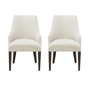 Manhattan Comfort Beever Chenille Dining Armchair Set Of 2 - Modern Elegance With Rubberwood Legs For Everyday Comfort Cream Rubberwood 2-dc103ar-cr