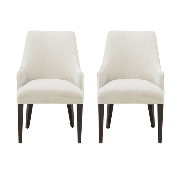 Manhattan Comfort Beever Chenille Dining Armchair Set Of 2 - Modern Elegance With Rubberwood Legs For Everyday Comfort Cream Rubberwood 2-dc103ar-cr