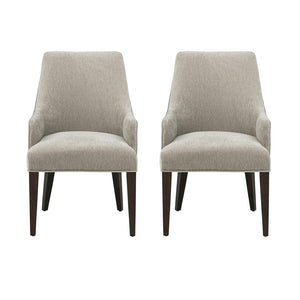 Manhattan Comfort Beever Chenille Dining Armchair Set Of 2 - Modern Elegance With Rubberwood Legs For Everyday Comfort Taupe Rubberwood 2-dc103ar-tp