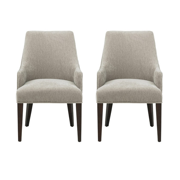 Manhattan Comfort Beever Chenille Dining Armchair Set Of 2 - Modern Elegance With Rubberwood Legs For Everyday Comfort Taupe Rubberwood 2-dc103ar-tp