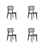 Manhattan Comfort Versailles Industry Chic Dining Chair- Set of 4 Black and Natural Cane 2-DCCA01-BK