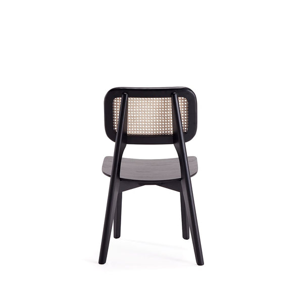 Manhattan Comfort Versailles Industry Chic Dining Chair- Set of 4 Black and Natural Cane 2-DCCA01-BK