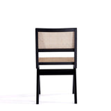 Manhattan Comfort Hamlet Industry Chic Dining Chair- Set of 4 Black and Natural Cane 2-DCCA03-BK