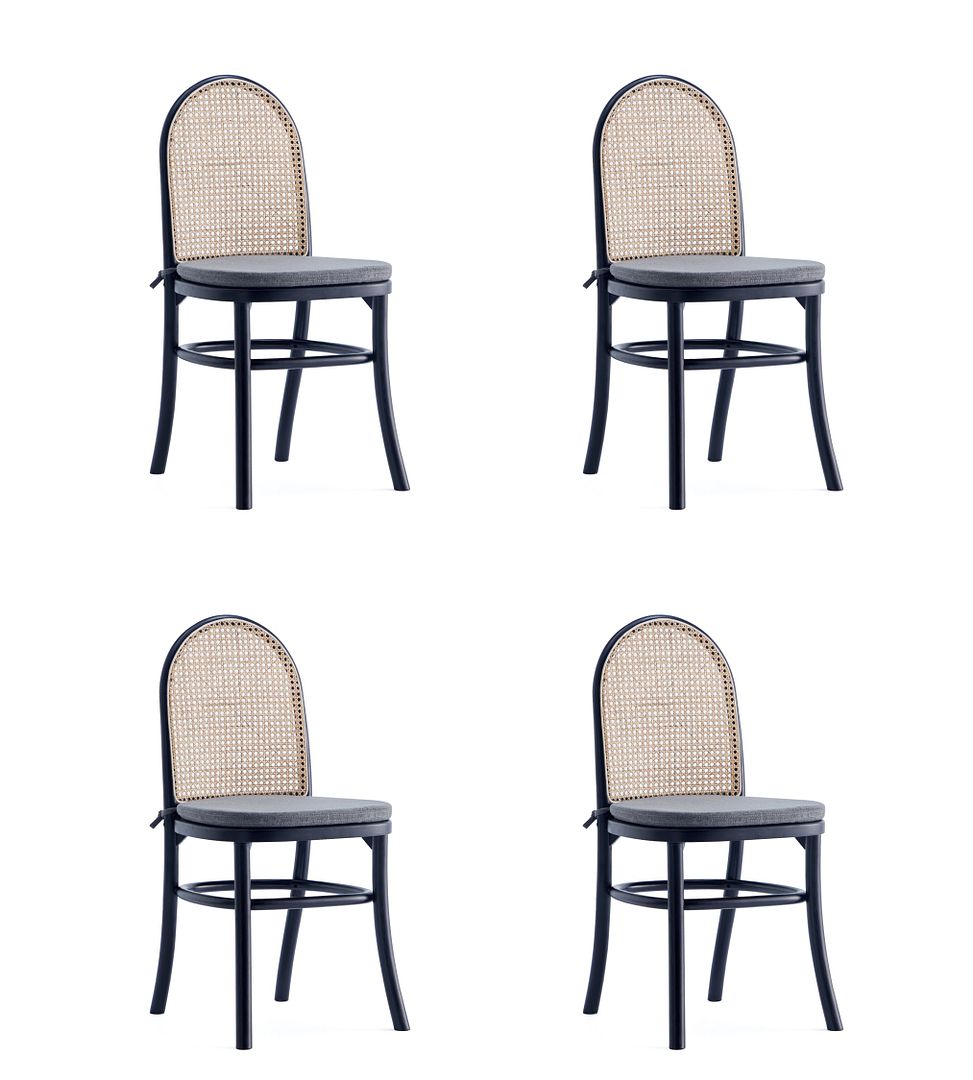 Manhattan Comfort Paragon 1.0 Industry Chic Dining Chair - Set of 4 Black and Grey 2-DCCA05-GY