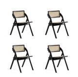 Manhattan Comfort Lambinet Industry Chic Dining Folding Chair - Set of 4 Black and Natural Cane 2-DCCA07-BK