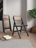 Manhattan Comfort Pullman Industry Chic Dining Folding Chair - Set of 4 Black and Natural Cane 2-DCCA08-BK