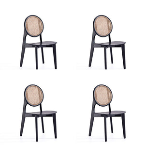 Manhattan Comfort Versailles Industry Chic Dining Chair- Set of 4 Black and Natural Cane 2-DCCA11-BK