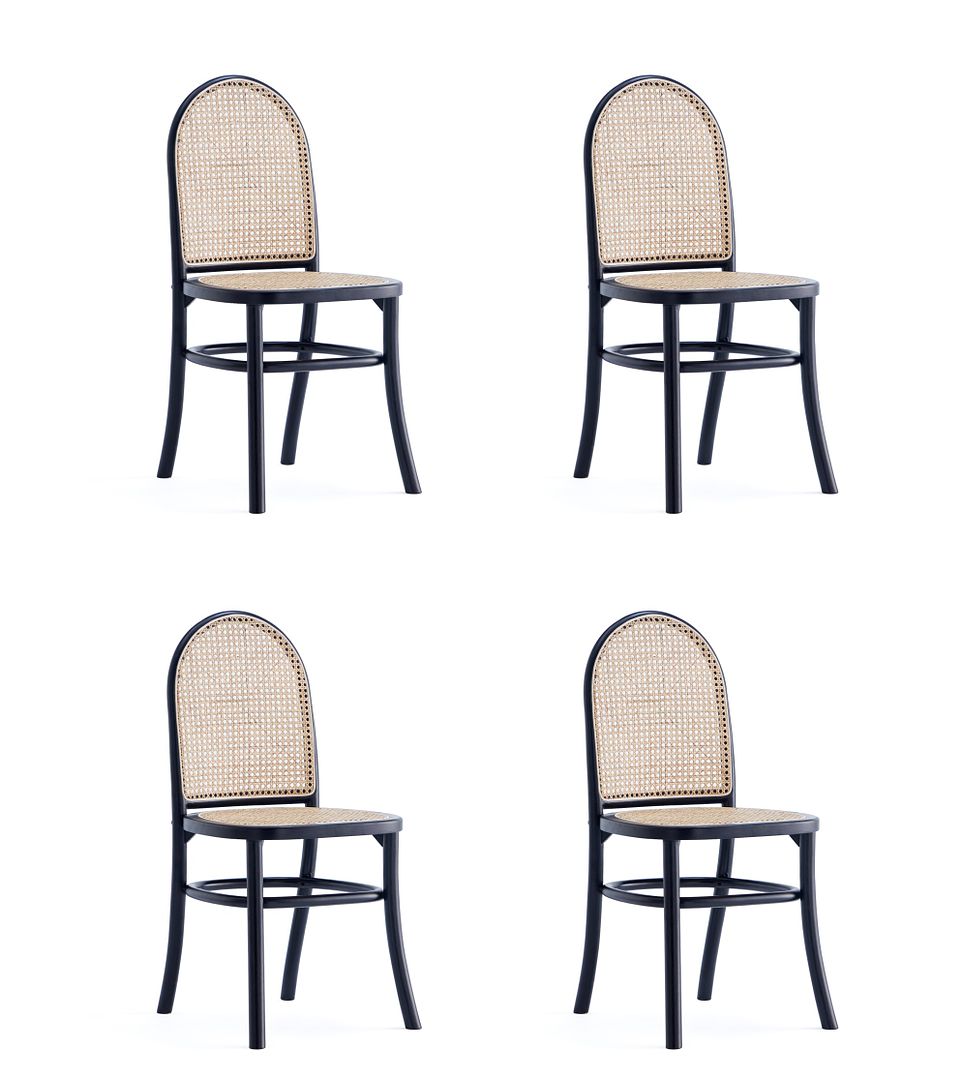 Manhattan Comfort Paragon 2.0 Industry Chic Dining Chair - Set of 4 Black and Grey 2-DCCA12-BK