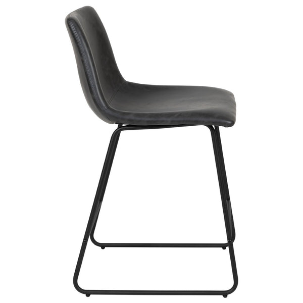 English Elm Reagan Counter Height Barstools Set of 2 - Modern Comfort with Durable LeatherSoft Upholstery Gray 24" High 2-ET-ER18345-24-GY-GG