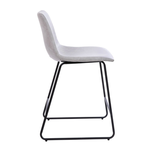 English Elm Reagan Counter Height Barstools Set of 2 - Modern Comfort with Durable LeatherSoft Upholstery Light Gray 24" High 2-ET-ER18345-24-LG-GG