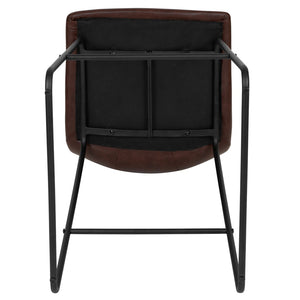 English Elm Reagan Set of 2 Commercial Grade LeatherSoft Bar Height Stools with Supportive Mid-Back Design Dark Brown 30" High 2-ET-ER18345-30-DB-GG