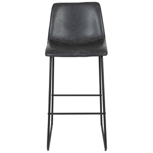 English Elm Reagan Set of 2 Commercial Grade LeatherSoft Bar Height Stools with Supportive Mid-Back Design Gray 30" High 2-ET-ER18345-30-GY-GG