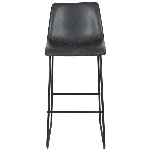 English Elm Reagan Set of 2 Commercial Grade LeatherSoft Bar Height Stools with Supportive Mid-Back Design Gray 30" High 2-ET-ER18345-30-GY-GG