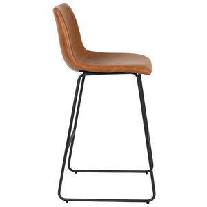 English Elm Reagan Set of 2 Commercial Grade LeatherSoft Bar Height Stools with Supportive Mid-Back Design Light Brown 30" High 2-ET-ER18345-30-LB-GG