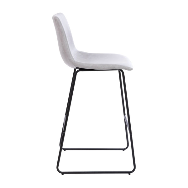 English Elm Reagan Set of 2 Commercial Grade LeatherSoft Bar Height Stools with Supportive Mid-Back Design Light Gray 30" High 2-ET-ER18345-30-LG-GG