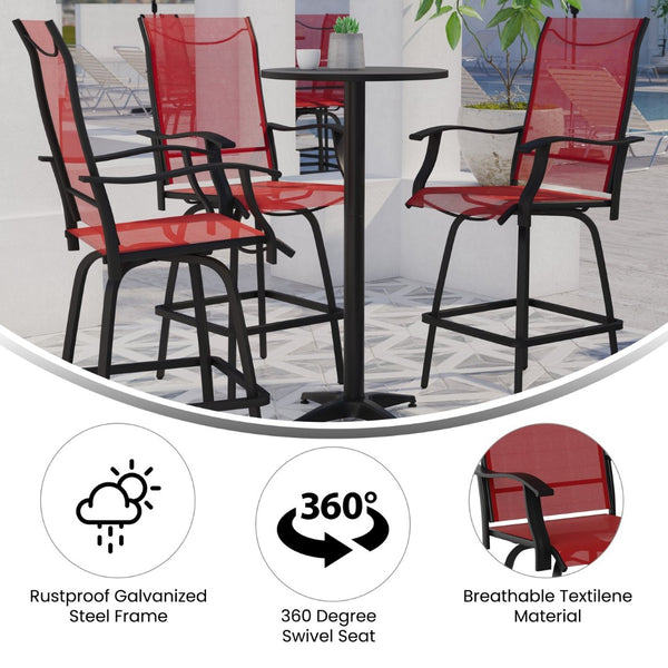 English Elm Valerie Patio Bar Stools Set of 2 - All-Weather 360° Swivel High-Back Design for Ultimate Comfort Red 2-ET-SWVLPTO-30-RD-GG