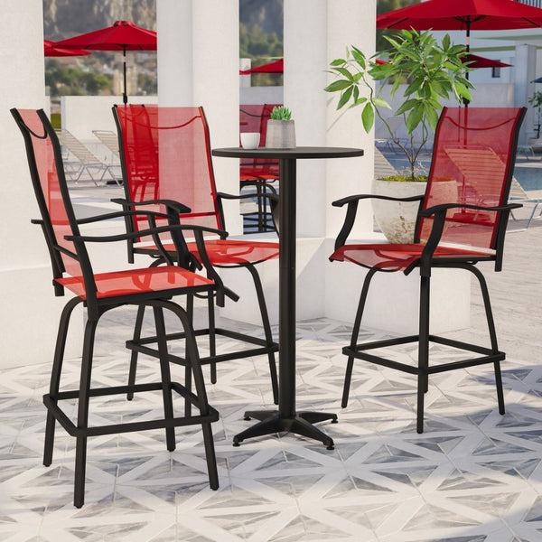 English Elm Valerie Patio Bar Stools Set of 2 - All-Weather 360° Swivel High-Back Design for Ultimate Comfort Red 2-ET-SWVLPTO-30-RD-GG
