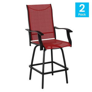English Elm Valerie Patio Bar Stools Set of 2 - All-Weather 360° Swivel High-Back Design for Ultimate Comfort Red 2-ET-SWVLPTO-30-RD-GG