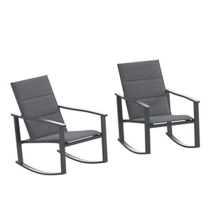 English Elm Brazos Set of 2 Outdoor Rocking Chairs with Quick-Dry Comfort Material and Durable Steel Frames Black 2-FV-FSC-2315N-BLK-GG
