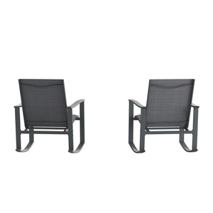 English Elm Brazos Set of 2 Outdoor Rocking Chairs with Quick-Dry Comfort Material and Durable Steel Frames Black 2-FV-FSC-2315N-BLK-GG