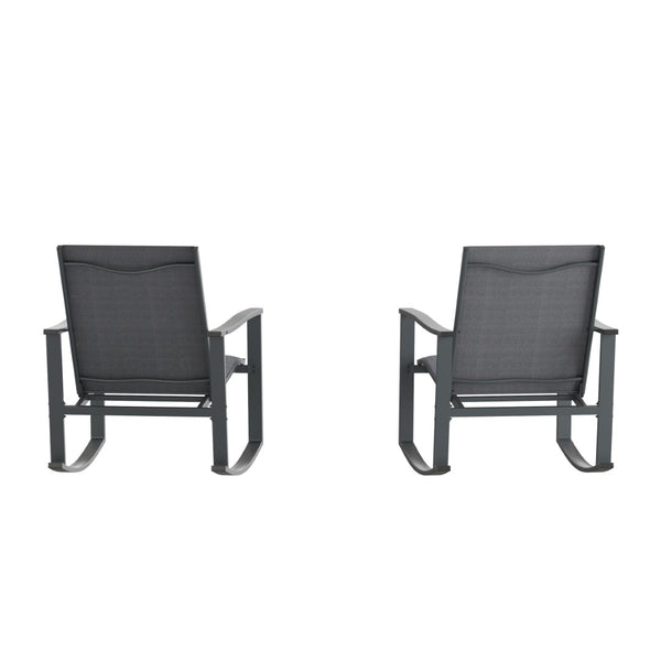 English Elm Brazos Set of 2 Outdoor Rocking Chairs with Quick-Dry Comfort Material and Durable Steel Frames Black 2-FV-FSC-2315N-BLK-GG