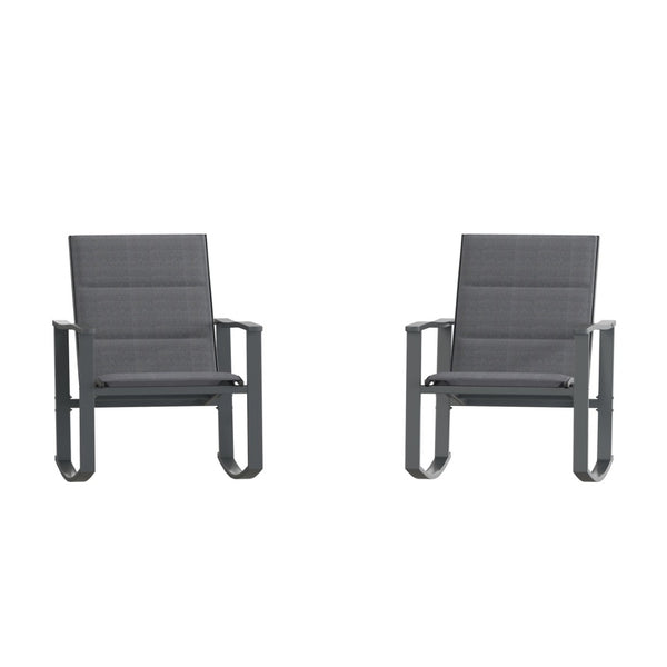 English Elm Brazos Set of 2 Outdoor Rocking Chairs with Quick-Dry Comfort Material and Durable Steel Frames Black 2-FV-FSC-2315N-BLK-GG