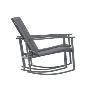 English Elm Brazos Set of 2 Outdoor Rocking Chairs with Quick-Dry Comfort Material and Durable Steel Frames Black 2-FV-FSC-2315N-BLK-GG