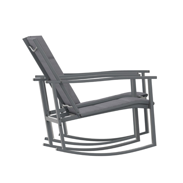 English Elm Brazos Set of 2 Outdoor Rocking Chairs with Quick-Dry Comfort Material and Durable Steel Frames Black 2-FV-FSC-2315N-BLK-GG