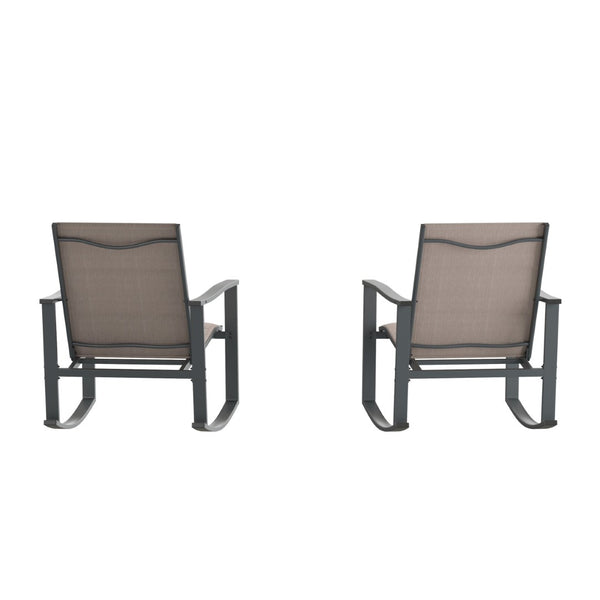 English Elm Brazos Set of 2 Outdoor Rocking Chairs with Quick-Dry Comfort Material and Durable Steel Frames Brown 2-FV-FSC-2315N-BRN-GG
