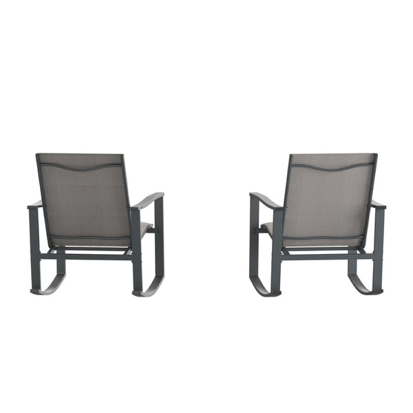 English Elm Brazos Set of 2 Outdoor Rocking Chairs with Quick-Dry Comfort Material and Durable Steel Frames Gray 2-FV-FSC-2315N-GRY-GG