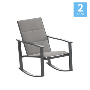 English Elm Brazos Set of 2 Outdoor Rocking Chairs with Quick-Dry Comfort Material and Durable Steel Frames Gray 2-FV-FSC-2315N-GRY-GG