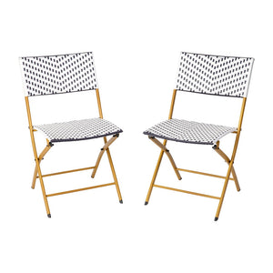 English Elm Rouen Set of 2 Commercial-Grade Foldable Bistro Chairs for Indoor/Outdoor Stylish Seating Solutions Navy & White 2-FV-FWA086-NVY-WHT-GG