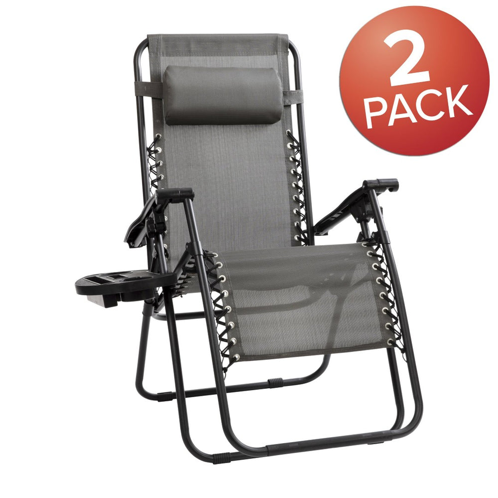 English Elm Celestial Zero Gravity Lounge Chair Set of 2 - Ergonomic, Portable, and Adjustable Comfort for Relaxation Gray 2-GM-103122SS-GR-GG