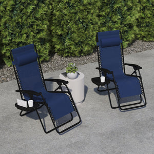 English Elm Celestial Zero Gravity Lounge Chair Set of 2 - Ergonomic, Portable, and Adjustable Comfort for Relaxation Navy 2-GM-103122SS-NV-GG