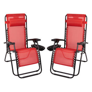 English Elm Celestial Zero Gravity Lounge Chair Set of 2 - Ergonomic, Portable, and Adjustable Comfort for Relaxation Red 2-GM-103122SS-RD-GG
