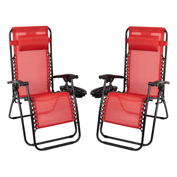English Elm Celestial Zero Gravity Lounge Chair Set of 2 - Ergonomic, Portable, and Adjustable Comfort for Relaxation Red 2-GM-103122SS-RD-GG
