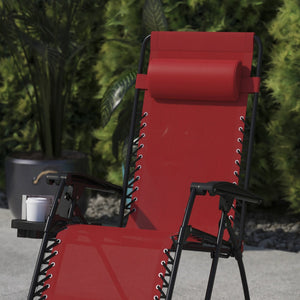 English Elm Celestial Zero Gravity Lounge Chair Set of 2 - Ergonomic, Portable, and Adjustable Comfort for Relaxation Red 2-GM-103122SS-RD-GG