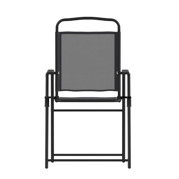 English Elm Set of 2 Stylish Folding Patio Sling Chairs, Durable Textilene Fabric for Ultimate Outdoor Comfort Black 2-GM-SC098-BK-GG