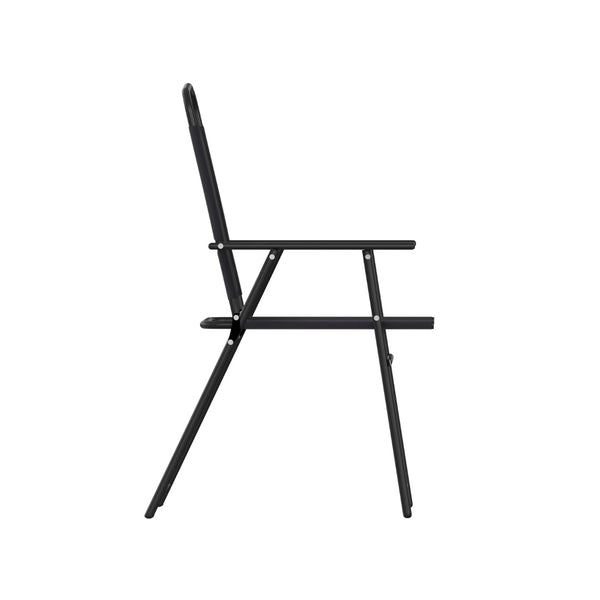 English Elm Set of 2 Stylish Folding Patio Sling Chairs, Durable Textilene Fabric for Ultimate Outdoor Comfort Black 2-GM-SC098-BK-GG