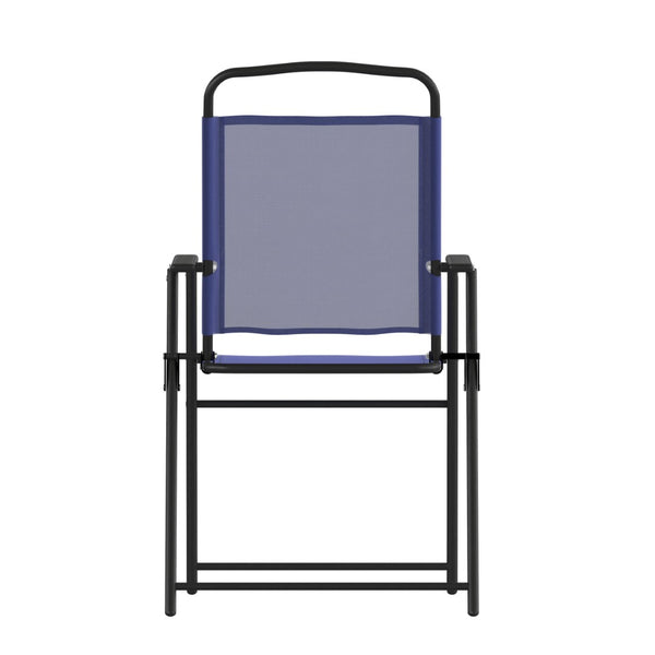 English Elm Set of 2 Stylish Folding Patio Sling Chairs, Durable Textilene Fabric for Ultimate Outdoor Comfort Navy 2-GM-SC098-NV-GG