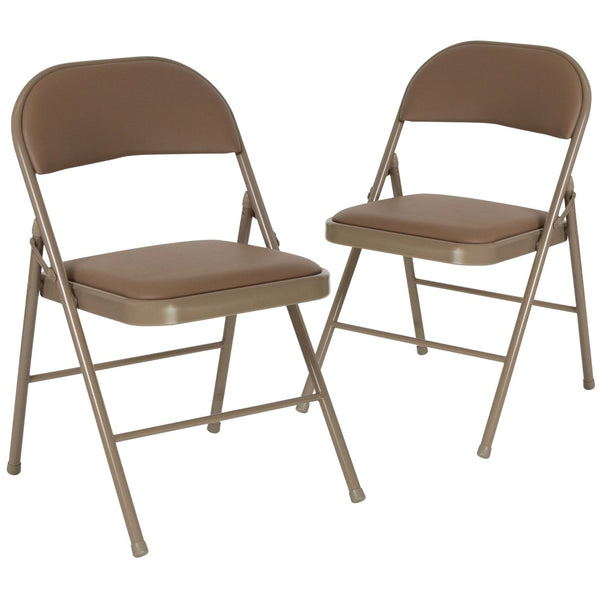 English Elm 2 Pack HERCULES Series Durable Double Braced Vinyl Folding Chairs for Events and Home Use Beige 2-HA-F003D-BGE-GG