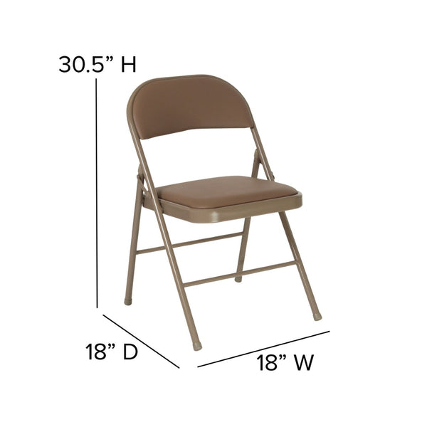 English Elm 2 Pack HERCULES Series Durable Double Braced Vinyl Folding Chairs for Events and Home Use Beige 2-HA-F003D-BGE-GG
