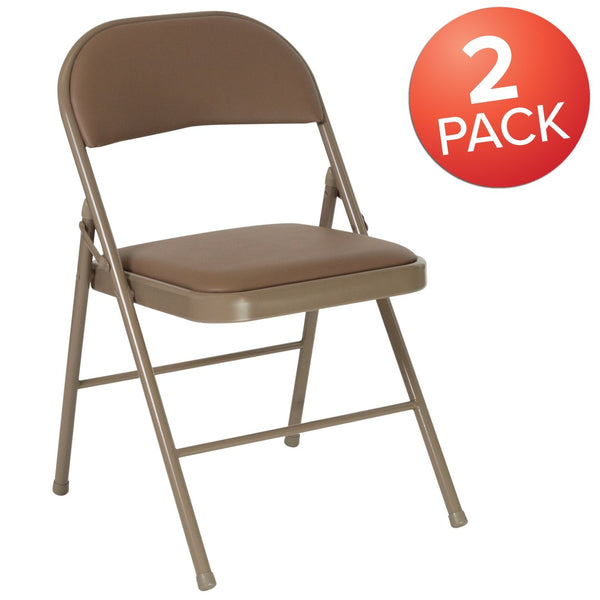 English Elm 2 Pack HERCULES Series Durable Double Braced Vinyl Folding Chairs for Events and Home Use Beige 2-HA-F003D-BGE-GG