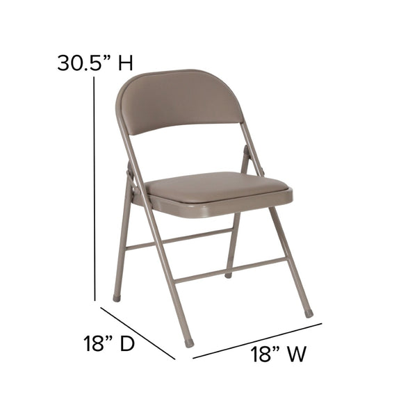 English Elm 2 Pack HERCULES Series Durable Double Braced Vinyl Folding Chairs for Events and Home Use Gray 2-HA-F003D-GY-GG