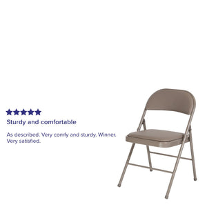 English Elm 2 Pack HERCULES Series Durable Double Braced Vinyl Folding Chairs for Events and Home Use Gray 2-HA-F003D-GY-GG