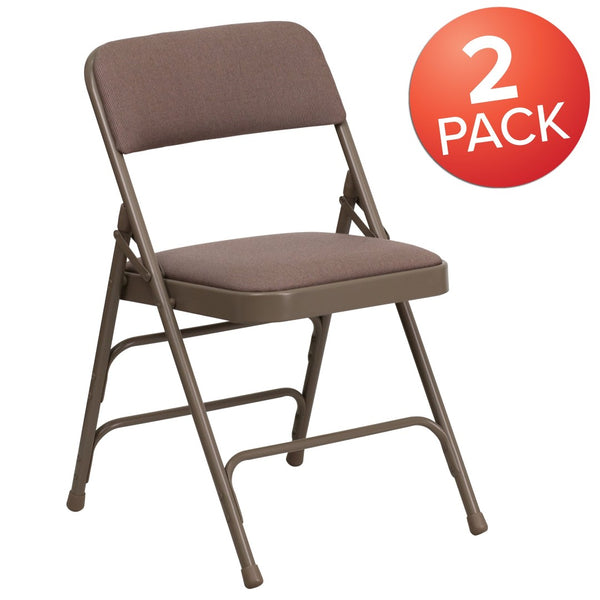 English Elm 2 Pack HERCULES Series Padded Folding Chairs - Durable, Stylish Seating for Events & Home Use Beige Fabric/Beige Frame 2-HA-MC309AF-BGE-GG