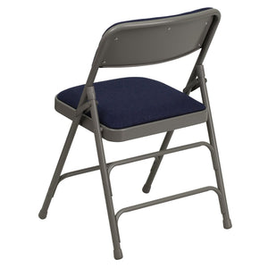 English Elm 2 Pack HERCULES Series Padded Folding Chairs - Durable, Stylish Seating for Events & Home Use Navy Fabric/Gray Frame 2-HA-MC309AF-NVY-GG