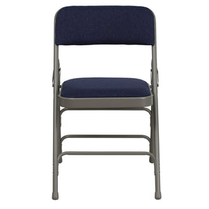 English Elm 2 Pack HERCULES Series Padded Folding Chairs - Durable, Stylish Seating for Events & Home Use Navy Fabric/Gray Frame 2-HA-MC309AF-NVY-GG